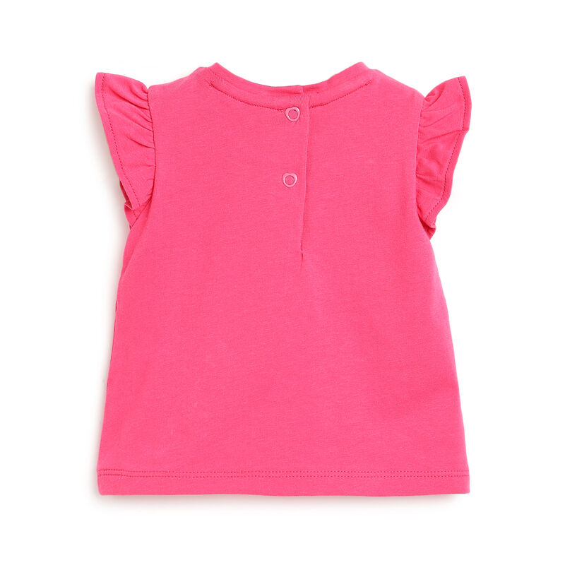 Girls Dark Pink Printed Short Sleeve T-Shirt image number 1